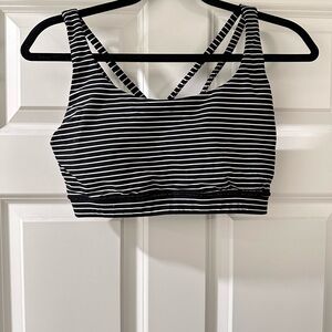 Lululemon Athletica Black and White Striped Sports Bra